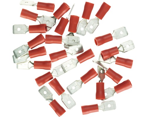 Flatstifthylsa HAUPA isolerad 0,25-1,5mm² röd 25 styck 260422 Flera isolerade kabelskor med flatstift