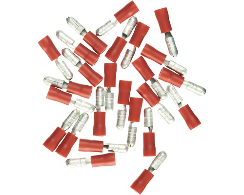 Rundstifthylsa HAUPA isolerad 0,5-1mm² röd 25 styck 260446 En samling kabelskor med röd isolering