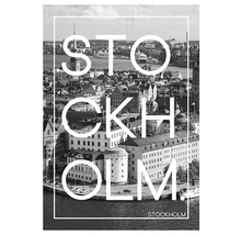Dekorativ väggbild med Stockholms skyline