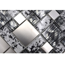 Mosaikplatta av glas och rostfritt stål