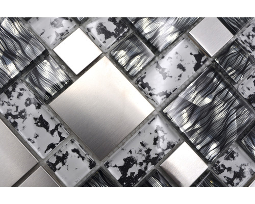 Mosaikplatta av glas och rostfritt stål