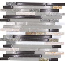Mosaikplatta med glas- och stenelement