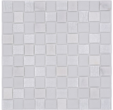 Fyrkantig mosaik av glas och natursten