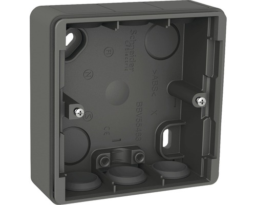 Dosa SCHNEIDER ELECTRIC Exxact utanpåliggande 25mm IP44 1-fack antracit 1820004 Infälld dosa av plast med skruvar