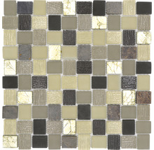 Mosaikplatta med kvadratiska element i olika material