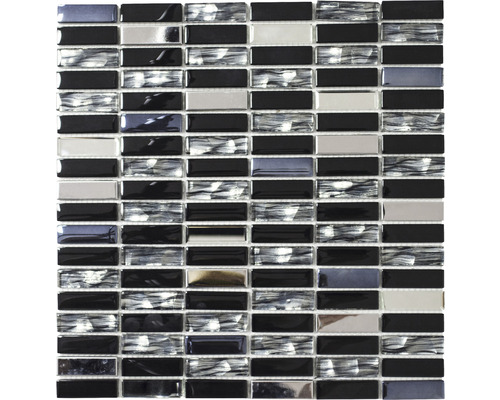Mosaik glas med metall XCM SM 38 30,0x30,0cm svart mix Mosaikplatta av glas och natursten
