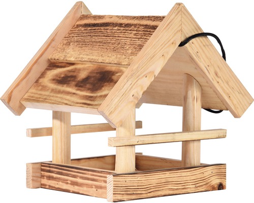 Fågelmatare hängande trä 22x20x22cm natur Fågelmatare hängande trä 22x20x22cm natur