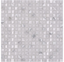 Mosaikplatta av glas och marmor