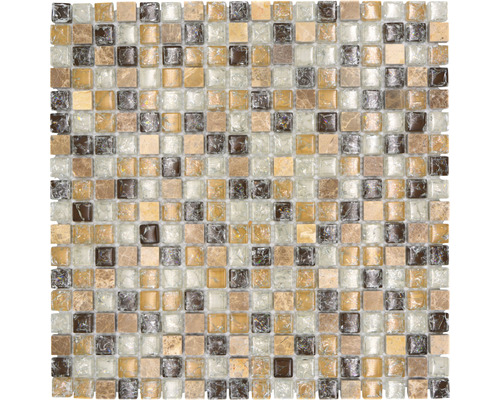 Mosaik glas natursten XIC 1053 beige brun 30,5 x 30,5 cm