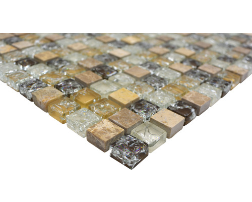 Mosaikplatta av glas och natursten