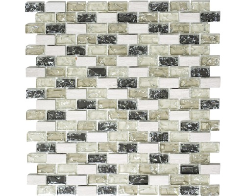 Mosaik glas med natursten XIC B1152 30x28,5 cm Mosaikplatta av glas-stenmix