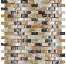 Mosaikplatta av glas och natursten