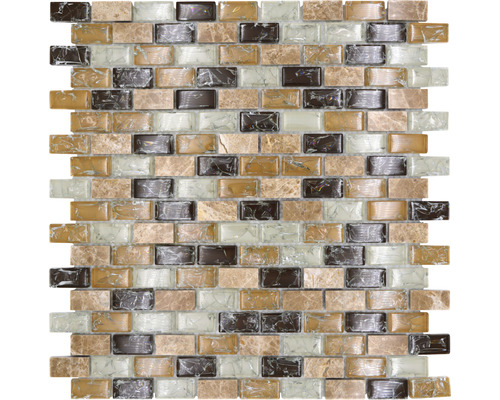 Mosaik glas med natursten XIC B1153 30x28,5 cm Mosaikplatta av glas och natursten