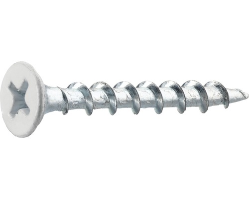 Träskruv GRABBER 3,9x32mm förzinkad/vitlackerad C1 100-pack G308VITC Metallskruv med kryssspår