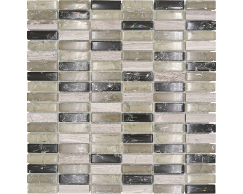 Mosaik glas med natursten XIC S1252 32,2x31 cm Mosaikplatta med glas- och naturstenselement