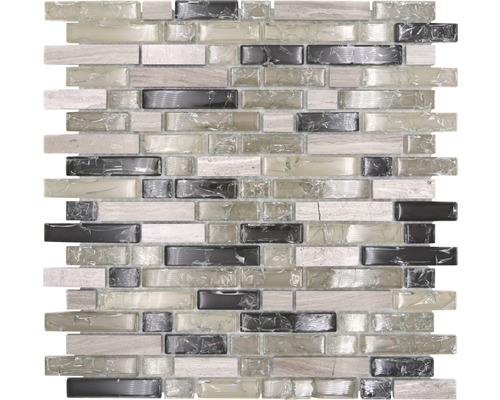 Mosaik glas med natursten XIC V1352 29,8x30,5 cm Mosaikplatta av glas och sten
