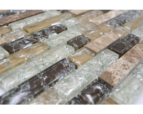 Mosaikplatta av glas och marmor i detalj