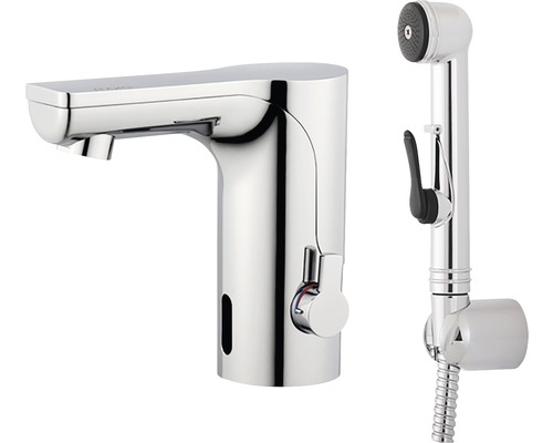 Tvättställsblandare MORA ARMATUR MMIX Tronic med handdusch beröringsfri 8553531 Beröringsfri armatur och bidédusch för badrummet
