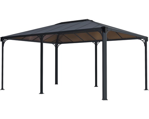 Paviljong med rektangulärt tak och metallram