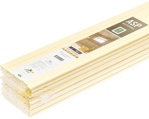 Bastuprofilbrädor av trä, not och fjäder