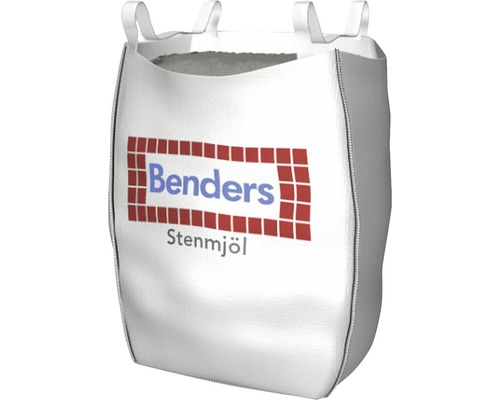 Storsäck med stenmjöl och Benders logotyp