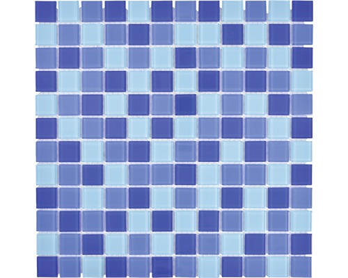 Mosaik glas Crystal mix 30x30 cm blå