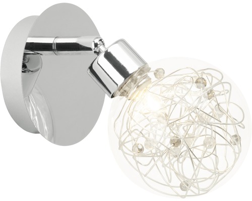 Vägglampa med trådnät och klar glasskärm