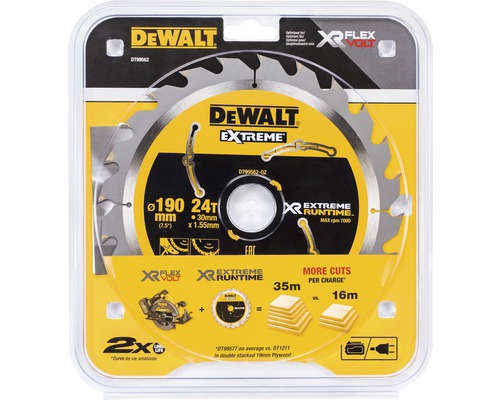 DeWalt cirkelsågblad, 190 millimeter diameter, 24 tänder