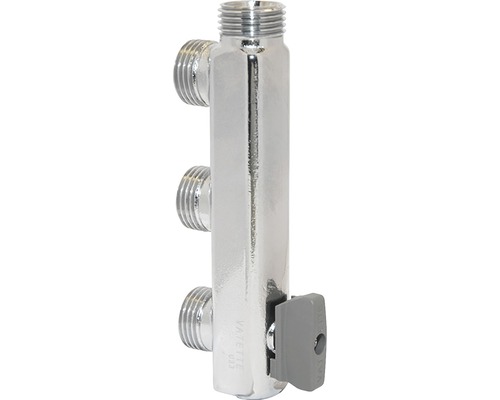 Badrumsfördelare VATETTE 3-rör med kulventil 40 mm c/c Badrumsfördelare VATETTE 3-rör med kulventil 40 mm c/c