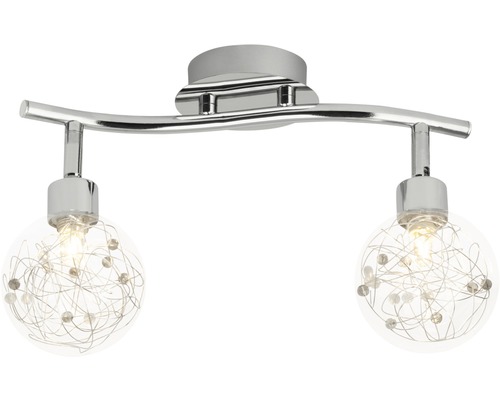 Taklampa med två lampor med dekorativa trådkulor