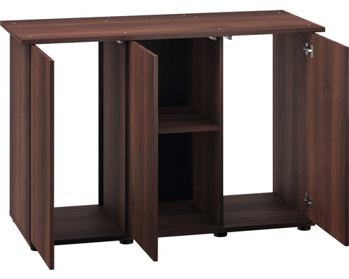 Akvarieställ i trä med öppna dörrar