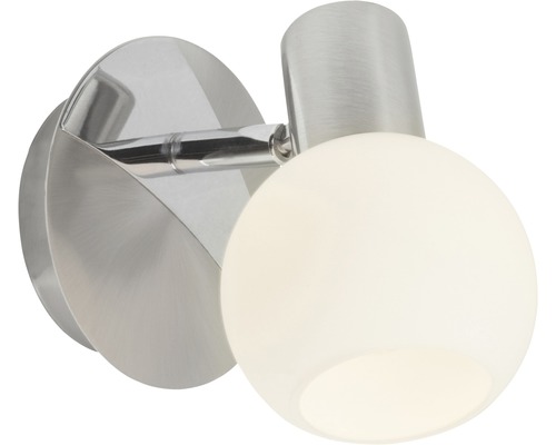 Vägglampa med rund, opalvit glaskupa