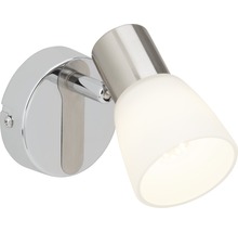 Vägglampa med justerbar spot av metall och glas