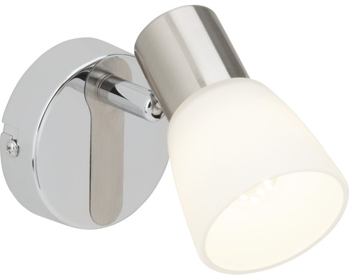 Vägglampa med justerbar spot av metall och glas