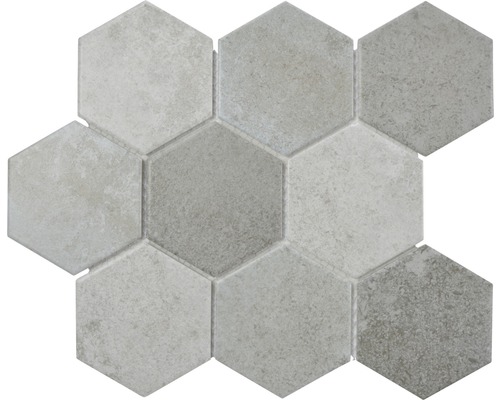 Mosaik keramik Hexagon CIM HX9 CM grå matt 25,6x29,55 cm