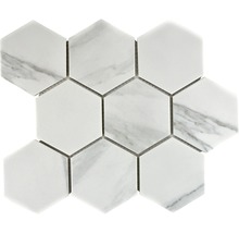 Mosaik keramik Hexagon Carrara CIM HX9 CR vit matt 25,6x29,5 cm-thumb-0
