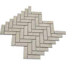 Naturstensmosaikplatta i fiskbensmönster