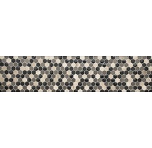 Mosaikplatta med hexagonalt mönster i träutseende och grått