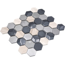 Sexkantigt mosaikmönster av glas och sten