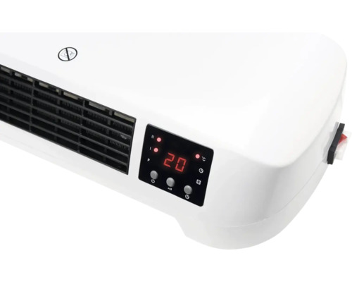 Elektrisk värmefläkt för väggmontering med digital temperaturdisplay