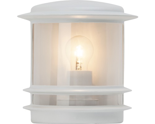 Vit utomhuslampa med klart lampglas och glödlampa