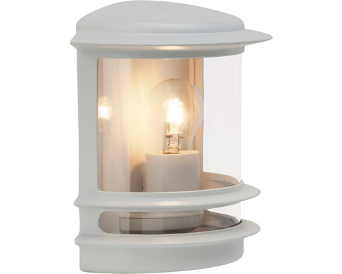 Vit yttervägglampa med glas och glödlampa