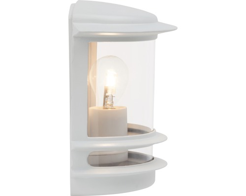Vit vägglampa för utomhusbruk med glödlampa
