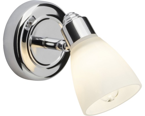 Vägglampa i krom med lampskärm