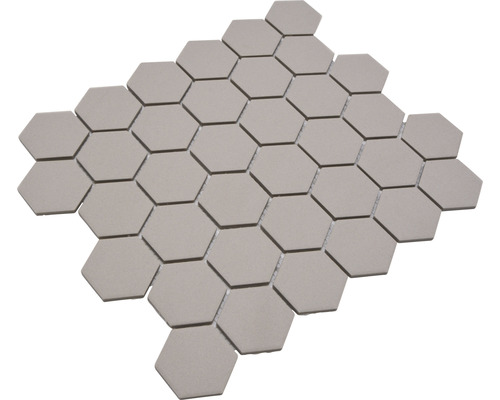 Mosaik keramik Hexagon CU HX117 ljusgrå matt 32,5x28,1 cm Mosaikplattor med sexkantig form för vägg- och golvdesign