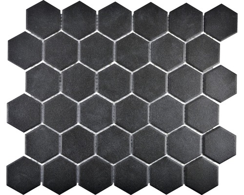 Mosaik keramik Hexagon CU HX189 svart matt 32,5x28,1 cm