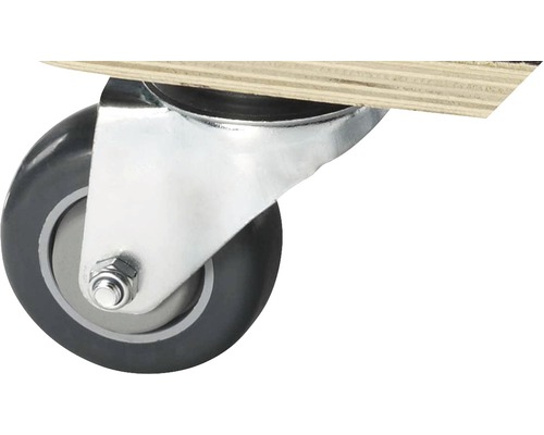 Svängbart hjul med träplatta och fäste