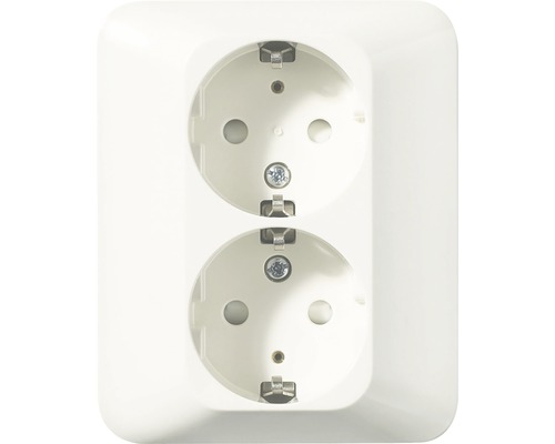 Vägguttag SCHNEIDER ELECTRIC Trend 2-vägs, jordat, vit, 1830296 Dubbeluttag för väggmontering