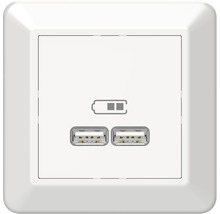 ELKO RS USB 2.1 ladduttag, 5V, 2 utgångar max 2,1 A eller 2x1,05A, vit, 5206400-thumb-0
