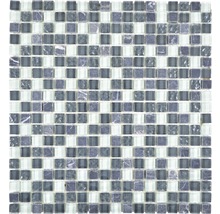 Fyrkantig mosaikplatta av glas och natursten